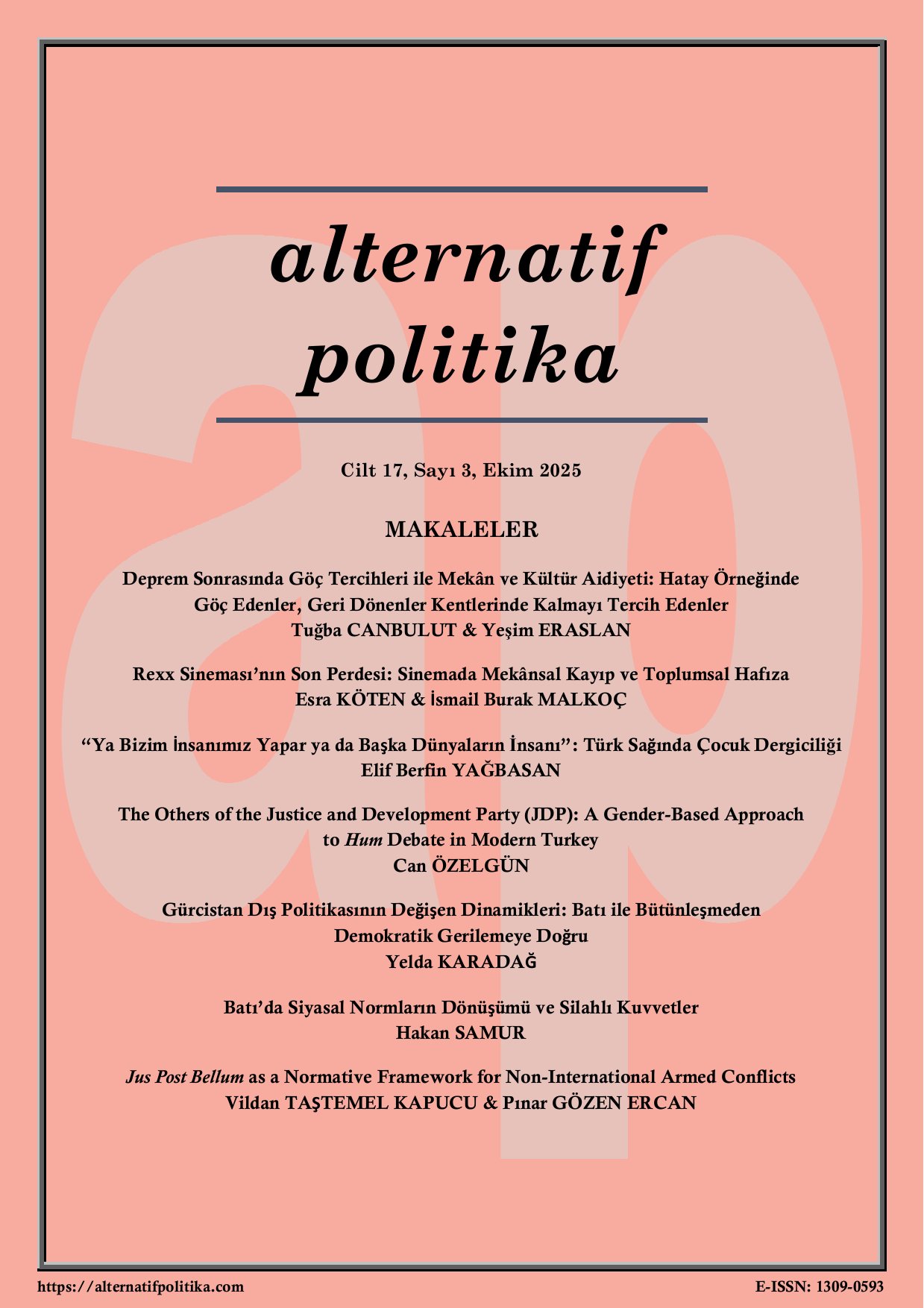 Cilt 17, Sayı 3, Ekim 2025